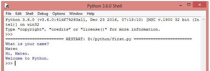 การรันโปรแกรมภาษา Python ใน Python Shell